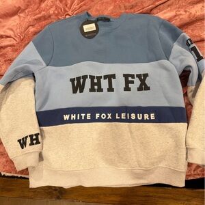 White Fox Boutique Blue and Gray Men's Sweater